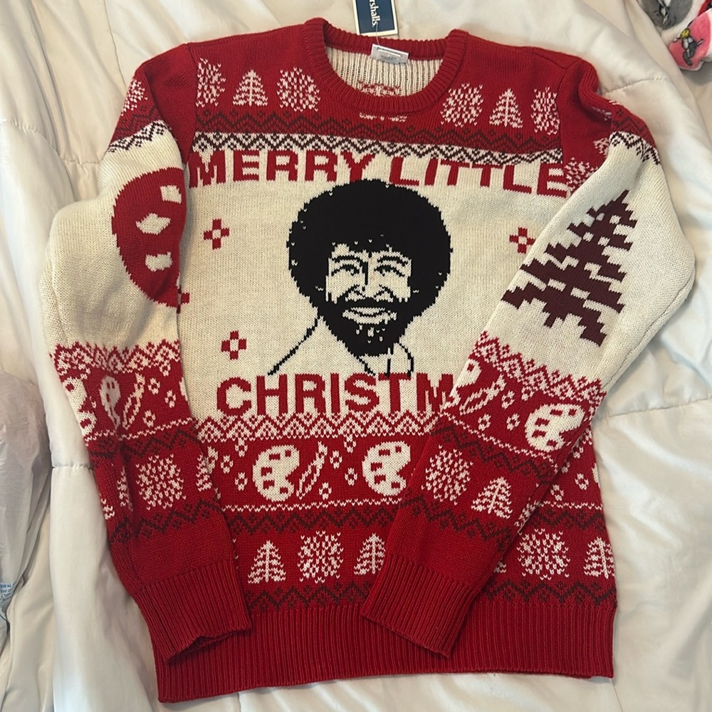 NWT Bob Ross Christmas sweater
